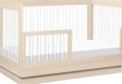 Babyletto Harlow Acrylic 3-in-1 Convertible Crib w/Toddler Bed Conversion Kit - Washed Natural / Acrylic