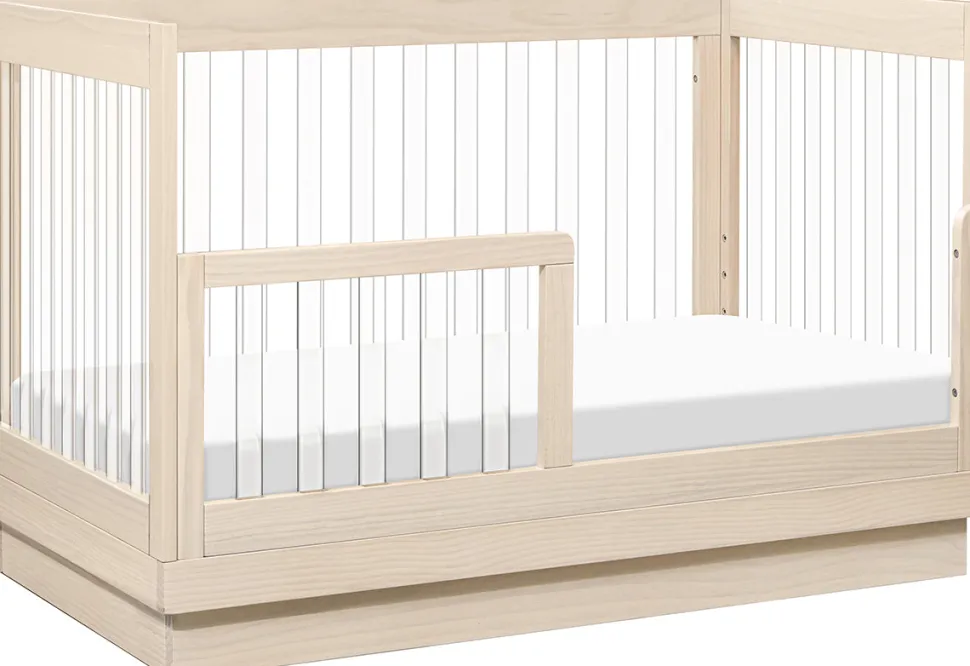 Babyletto Harlow Acrylic 3-in-1 Convertible Crib w/Toddler Bed Conversion Kit - Washed Natural / Acrylic