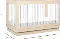 Babyletto Harlow Acrylic 3-in-1 Convertible Crib w/Toddler Bed Conversion Kit - Washed Natural / Acrylic