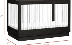 Babyletto Harlow Acrylic 3-in-1 Convertible Crib w/Toddler Bed Conversion Kit - Black / Acrylic