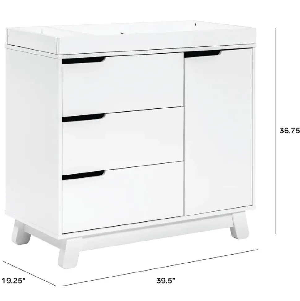Babyletto Hudson 3-Drawer Changer Dresser, KD w/Removable Changing Tray In White
