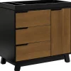 Babyletto Hudson 3-Drawer Changer Dresser, KD w/Removable Changing Tray - Black / Natural Walnut