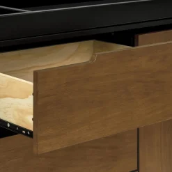 Babyletto Hudson 3-Drawer Changer Dresser, KD w/Removable Changing Tray - Black / Natural Walnut