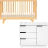 Babyletto Hudson 3-in-1 Convertible Crib + 3-Drawer Changer Dresser Bundle - Natural / White
