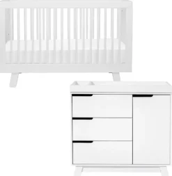 Babyletto Hudson 3-in-1 Convertible Crib + 3-Drawer Changer Dresser Bundle - White