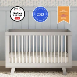 Babyletto Hudson 3-in-1 Convertible Crib with Toddler Bed Conversion Kit - Grey/White