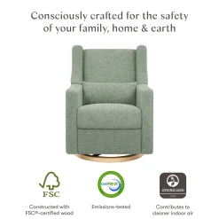 Babyletto Kiwi Electronic Glider Recliner w/ USB - Sage Teddy Loop w/ Light Wood Base