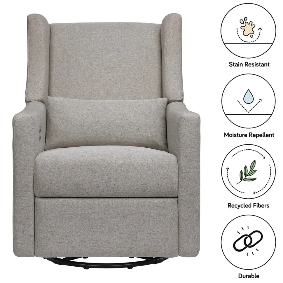 Babyletto Kiwi Electronic Glider Recliner w/ USB - Performance Grey Eco-Weave