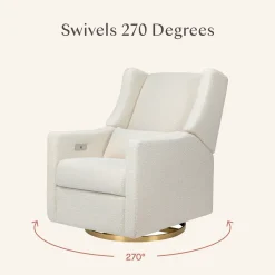Babyletto Kiwi Electronic Glider Recliner w/ USB - Ivory Boucle w/ Gold Base