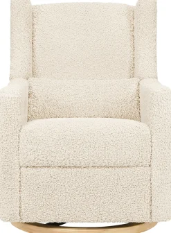 Babyletto Kiwi Electronic Glider Recliner w/ USB - Almond Teddy Loop w/Light Wood Base