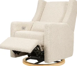 Babyletto Kiwi Electronic Glider Recliner w/ USB - Almond Teddy Loop w/Light Wood Base