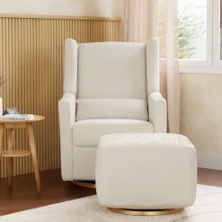 Babyletto Kiwi Gliding Ottoman - Ivory Boucle w/ Gold Base