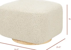 Babyletto Kiwi Gliding Ottoman - Almond Teddy Loop w/ Light Wood Base