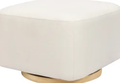 Babyletto Kiwi Gliding Ottoman - Performance Cream Eco-Weave w/ Light Wood Base