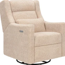 Babyletto Kiwi Plus Electric Recliner Swivel Glider w/ Adjustable Headrest + USB Port - Chai Shearling