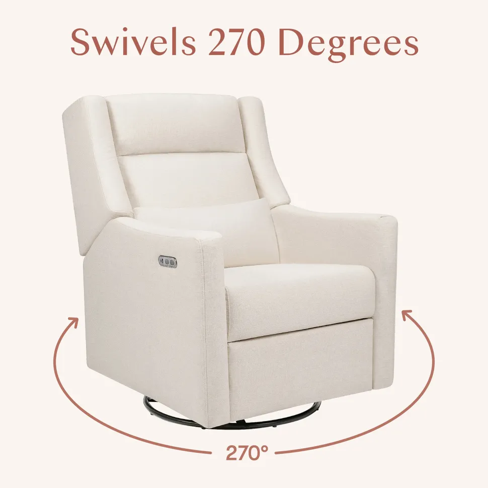 Babyletto Kiwi Plus Electric Recliner Swivel Glider w/ Adjustable Headrest + USB Port - Performance Cream Eco-Weave