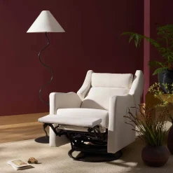 Babyletto Kiwi Plus Electric Recliner Swivel Glider w/ Adjustable Headrest + USB Port - Performance Cream Eco-Weave