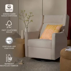Babyletto Kiwi Plus Electric Recliner Swivel Glider w/ Adjustable Headrest + USB Port - Performance Beach Eco-Weave