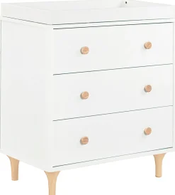 Babyletto Lolly 3-Drawer Changer Dresser, KD with Removable Changing Tray - White Natural