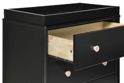 Babyletto Lolly 3-Drawer Changer Dresser, KD with Removable Changing Tray - Black/WashedNatural