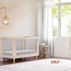 Babyletto Lolly 3-In-1 Convertible Crib with Toddler Bed Conversion Kit - Washed Natural / Acrylic