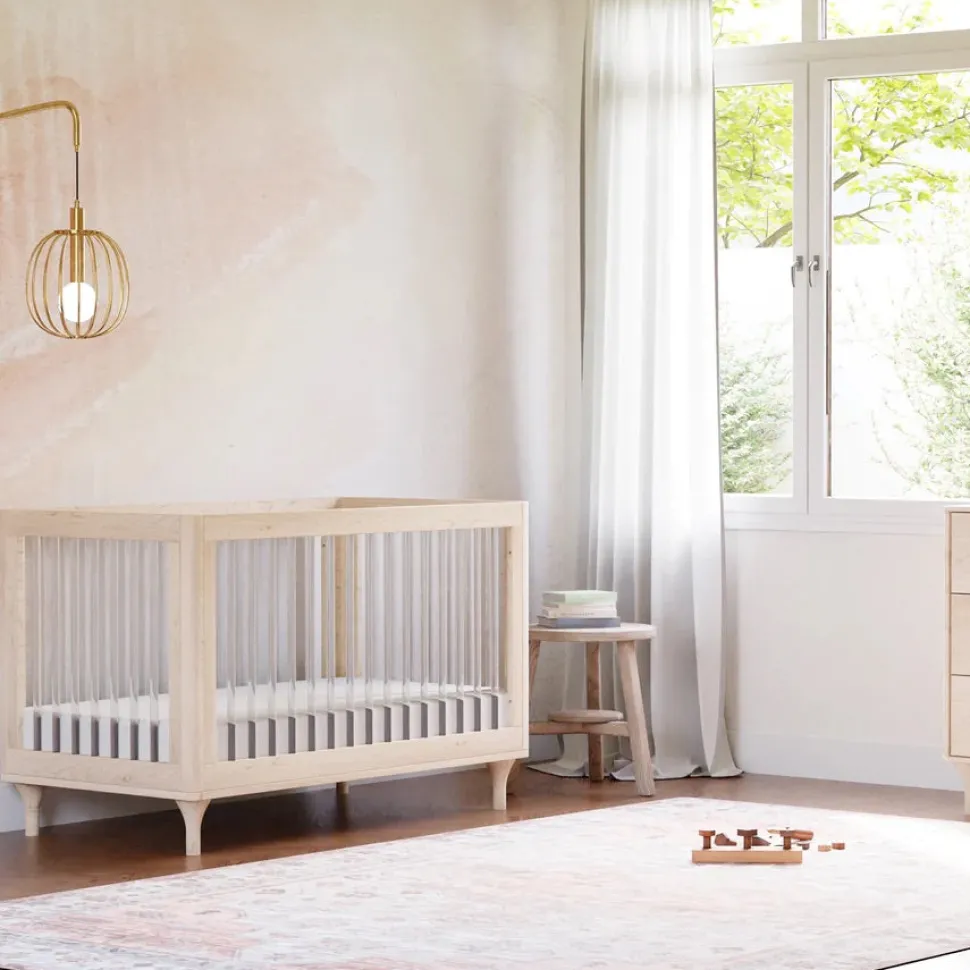 Babyletto Lolly 3-In-1 Convertible Crib with Toddler Bed Conversion Kit - Washed Natural / Acrylic