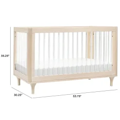 Babyletto Lolly 3-In-1 Convertible Crib with Toddler Bed Conversion Kit - Washed Natural / Acrylic
