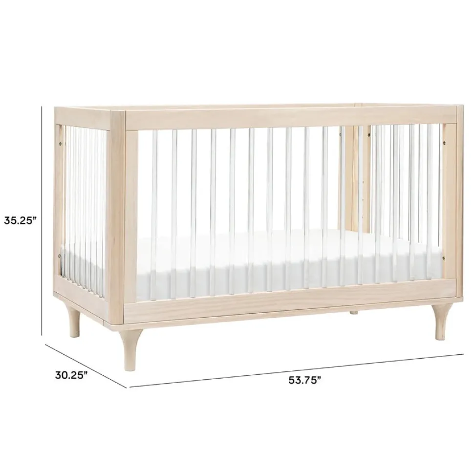 Babyletto Lolly 3-In-1 Convertible Crib with Toddler Bed Conversion Kit - Washed Natural / Acrylic