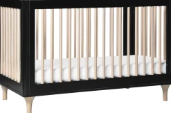 Babyletto Lolly 3-In-1 Convertible Crib with Toddler Bed Conversion Kit - Black/WashedNatural