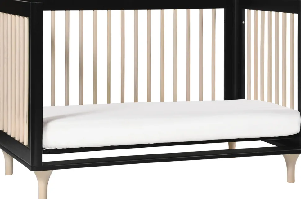 Babyletto Lolly 3-In-1 Convertible Crib with Toddler Bed Conversion Kit - Black/WashedNatural