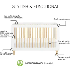 Babyletto Lolly 3-In-1 Convertible Crib with Toddler Bed Conversion Kit - Black/WashedNatural