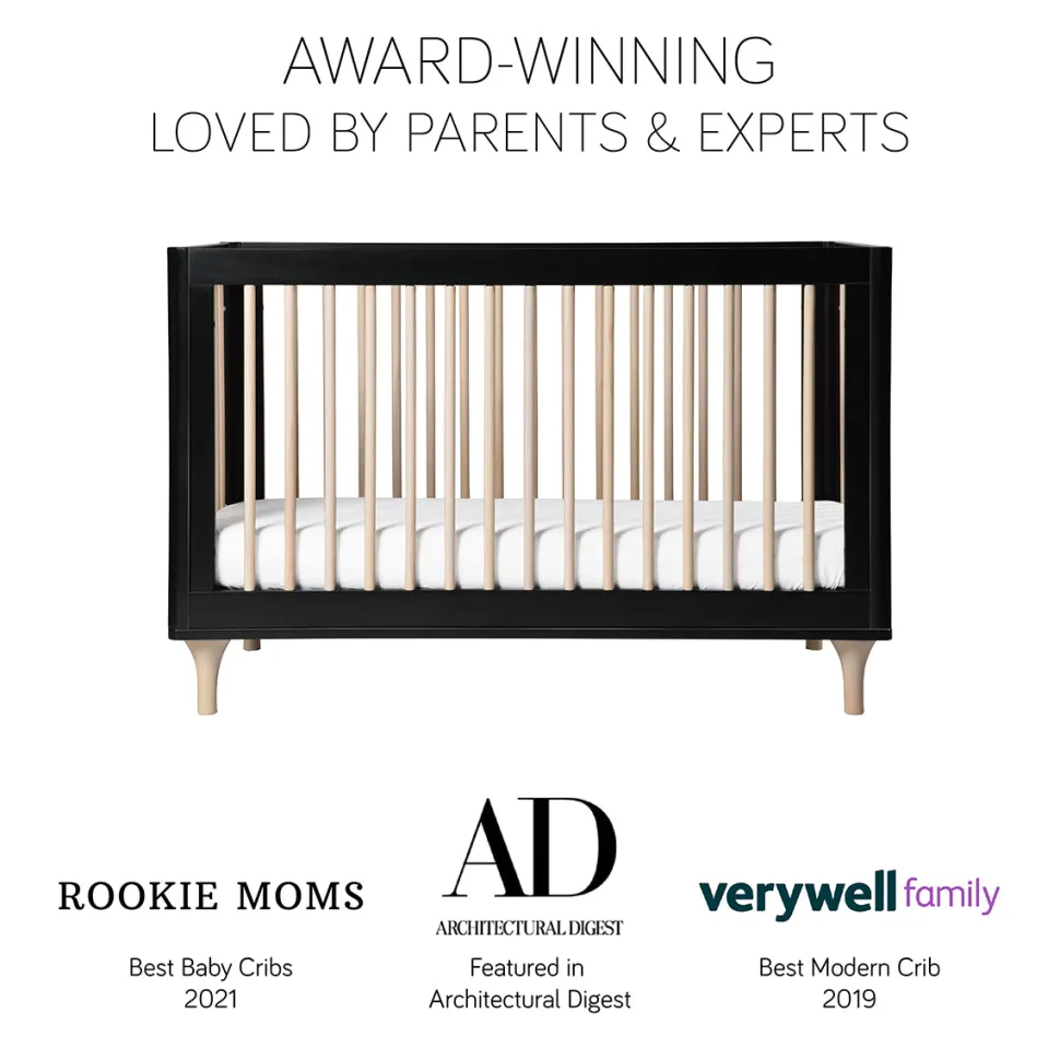 Babyletto Lolly 3-In-1 Convertible Crib with Toddler Bed Conversion Kit - Black/WashedNatural