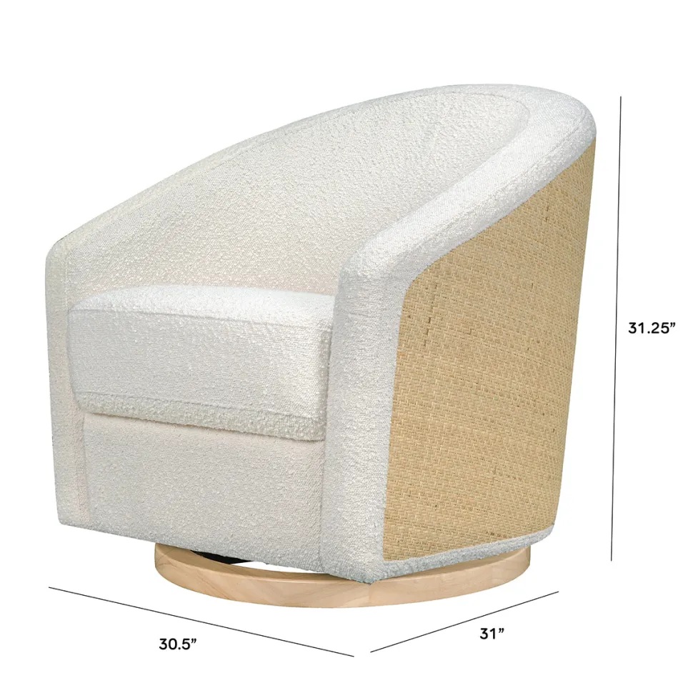 Babyletto Madison Swivel Glider - Ivory Boucle & Cane w/Light Wood Base
