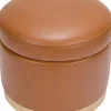 Babyletto Naka Storage Ottoman - Vegan Tan Leather w/ Light Wood Base