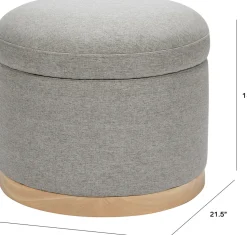 Babyletto Naka Storage Ottoman - Performance Grey Eco-Weave w/ Light Wood Base