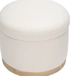 Babyletto Naka Storage Ottoman - Performance Cream Eco-Weave w/ Light Wood Base