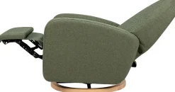 Babyletto Nami Electronic Swivel Glider Recliner w/ USB - Olive Boucle w/ Light Wood Base