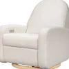 Babyletto Nami Electronic Swivel Glider Recliner w/ USB - Performance Cream Eco-Weave w/ Light Wood Base