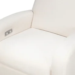 Babyletto Nami Electronic Swivel Glider Recliner w/ USB - Performance Cream Eco-Weave w/ Light Wood Base