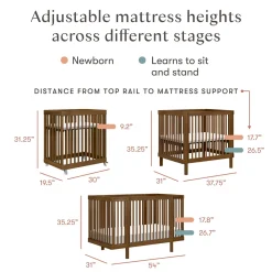 Babyletto Pogo 8-in-1 Convertible Crib w/All-Stages Conversion Kits - Natural Walnut