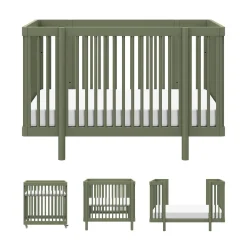 Babyletto Pogo 8-in-1 Convertible Crib w/All-Stages Conversion Kits - Olive