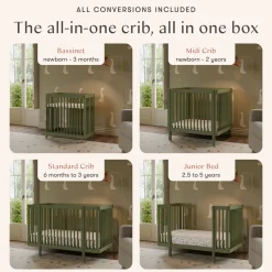 Babyletto Pogo 8-in-1 Convertible Crib w/All-Stages Conversion Kits - Olive