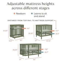 Babyletto Pogo 8-in-1 Convertible Crib w/All-Stages Conversion Kits - Olive