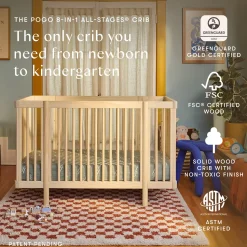 Babyletto Pogo 8-in-1 Convertible Crib w/All-Stages Conversion Kits - Blonde