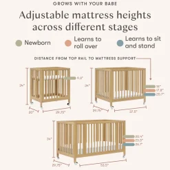 Babyletto Rolli 9-in-1 Convertible All-Stages Crib with Bassinet & Toddler Bed Conversion Kits - Honey