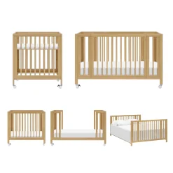 Babyletto Rolli 9-in-1 Convertible All-Stages Crib with Bassinet & Toddler Bed Conversion Kits - Honey
