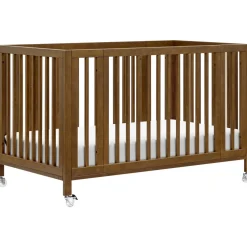 Babyletto Rolli 9-in-1 Convertible All-Stages Crib with Bassinet & Toddler Bed Conversion Kits - Natural Walnut