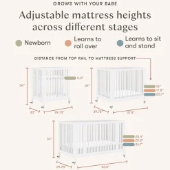 Babyletto Rolli 9-in-1 Convertible All-Stages Crib with Bassinet & Toddler Bed Conversion Kits - White