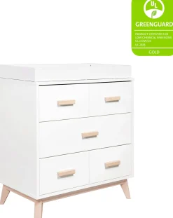Babyletto Scoot 3-Drawer Changer Dresser w/Removable Changing Tray - White / Washed Natural