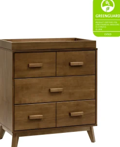 Babyletto Scoot 3-Drawer Changer Dresser w/Removable Changing Tray - Natural Walnut